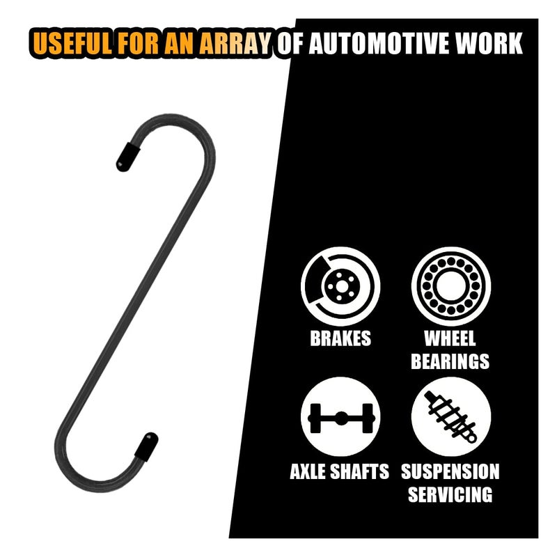 GLSOWEE Car Brake Caliper Hooks, Auto Brake Caliper Hangers with Rubber Tips, Universal Durable & Rust-Proof Automotive Tools for Braking, Axle, Bearing, Suspension Work (Black, 2 pcs) - Image 4